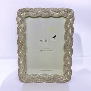 Papyrus NWT 4 x 6 Photo Frame Silver Finish with Braided Style Vintage